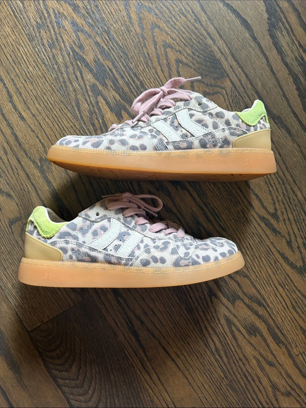 Coolway Leopard Print Low-Top Sneakers in Pink and Lime
